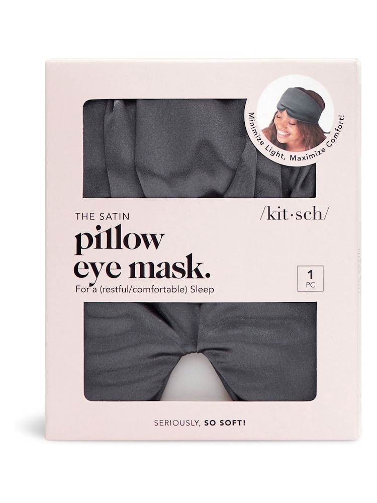 Kitsch Satin Pillow Eye Mask in Charcoal - Image 2 of 4