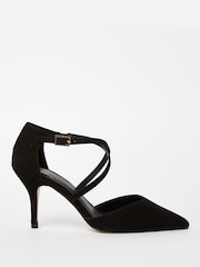 Friends Like These Black Regular Fit Cross Over Pointed Mid Court Heel - Image 2 of 4