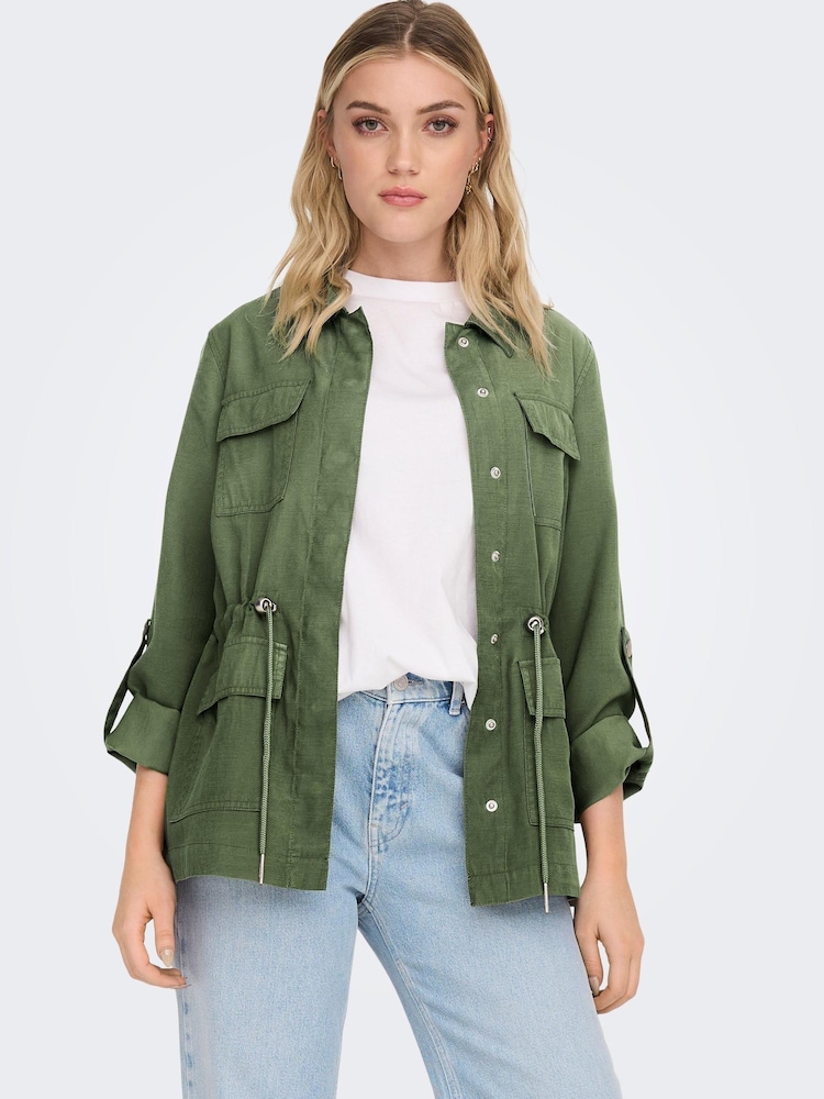 ONLY Khaki Green Utility Pocket Cargo Jacket - Image 1 of 5