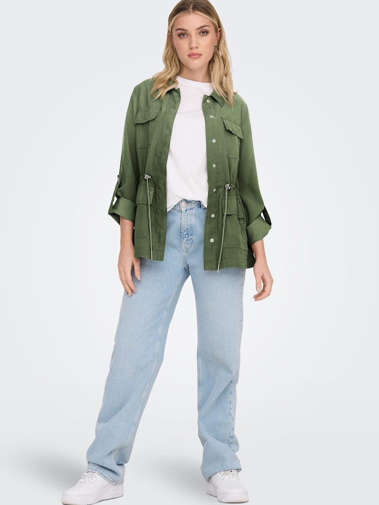 ONLY Khaki Green Utility Pocket Cargo Jacket - Image 2 of 5