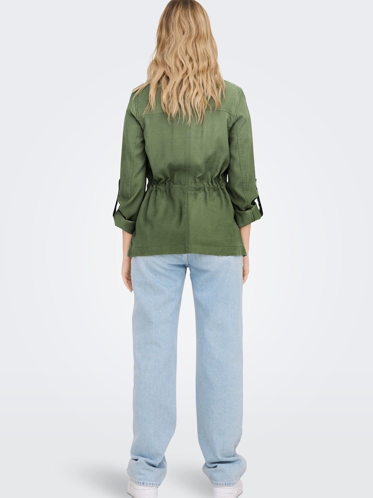 ONLY Khaki Green Utility Pocket Cargo Jacket - Image 3 of 5