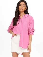 ONLY Hot Pink Linen Blend Shirt - Image 1 of 5
