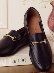 Love & Roses Black Real Leather Snaffle Slip On Loafer - Image 2 of 4