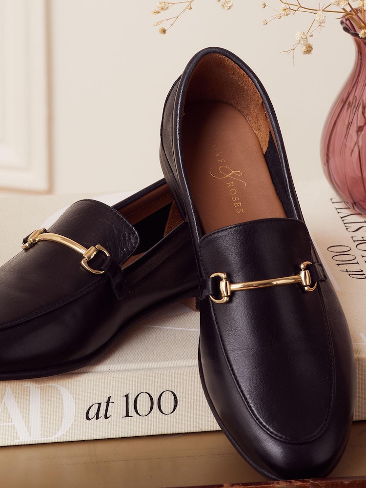 Love & Roses Black Real Leather Snaffle Slip On Loafer - Image 2 of 4