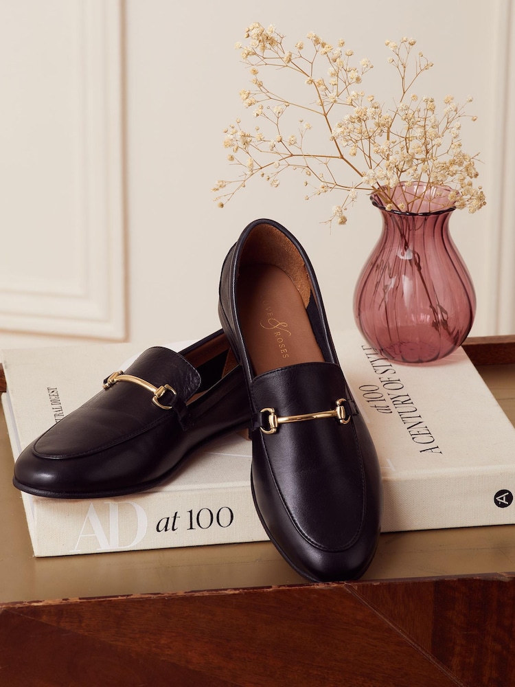 Love & Roses Black Real Leather Snaffle Slip On Loafer - Image 4 of 4
