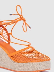 Orange - Novo Zevie Esapdrilles mit Keilabsatz und Schnürung - Bild 3 von 4