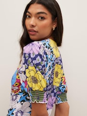 VILA Blue Mixed Floral Print Satin Maxi Dress - Image 5 of 7