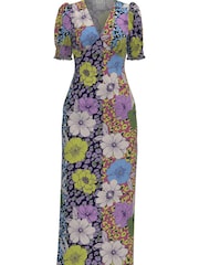 VILA Blue Mixed Floral Print Satin Maxi Dress - Image 6 of 7