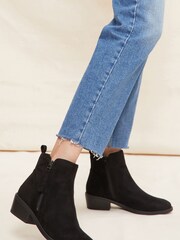 Friends Like These Black Wide Fit Side Zip Low Heel Ankle Boot - Image 1 of 4