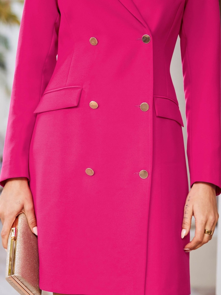 Sosandar Pink Double Breasted Blazer Dress - Image 4 of 6