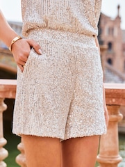 Sosandar Nude Sequin Shorts - Image 4 of 5