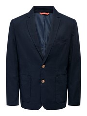Only & Sons Navy Blue Smart Blazer Contains Linen - Image 1 of 1
