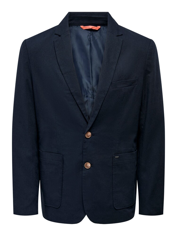 Only & Sons Navy Blue Smart Blazer Contains Linen - Image 1 of 1