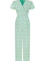 Yumi Green Multi Ditsy Floral Wrap Jumpsuit - Image 5 of 5