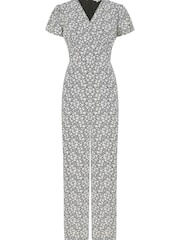 Yumi Black Multi Ditsy Floral Wrap Jumpsuit - Image 4 of 4