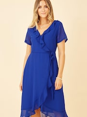 Blau - Yumi Wickelkleid mit Rüschen - Bild 3 von 5