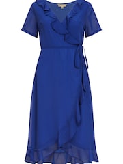 Blau - Yumi Wickelkleid mit Rüschen - Bild 5 von 5