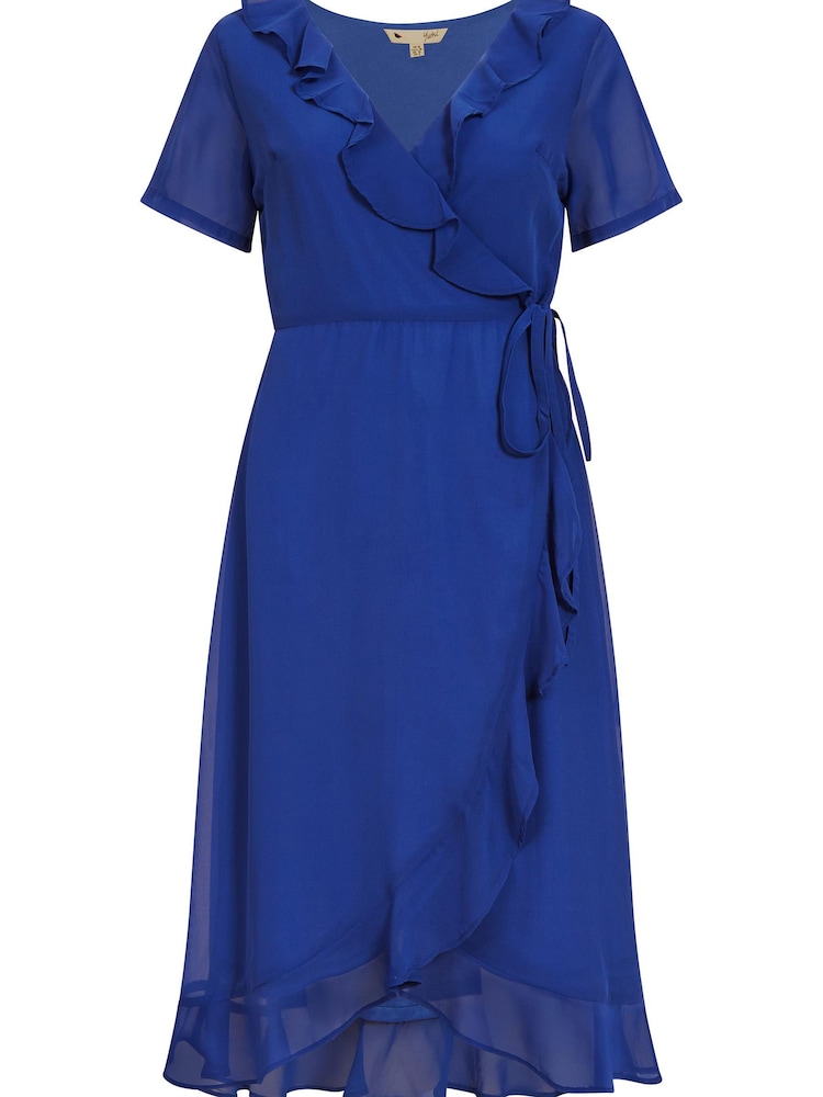 Blau - Yumi Wickelkleid mit Rüschen - Bild 5 von 5