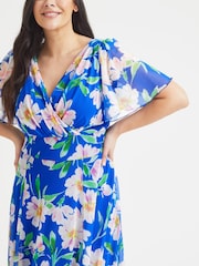 Scarlett & Jo Royal Blue Floral Isabelle Angel Sleeve Maxi Dress - Image 2 of 4
