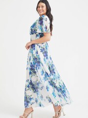 Scarlett & Jo Cream & Blue Floral Isabelle Angel Sleeve Maxi Dress - Image 3 of 4