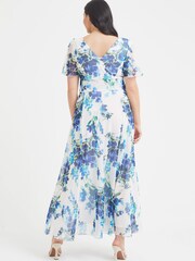 Scarlett & Jo Cream & Blue Floral Isabelle Angel Sleeve Maxi Dress - Image 4 of 4