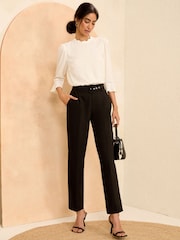 Love & Roses Black Belted Slim Leg Smart Trousers - Image 4 of 4