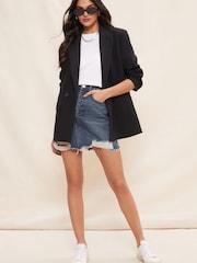 Friends Like These Blue Distressed Denim Summer Mini Skirt - Image 3 of 4