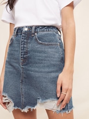 Friends Like These Blue Distressed Denim Summer Mini Skirt - Image 4 of 4