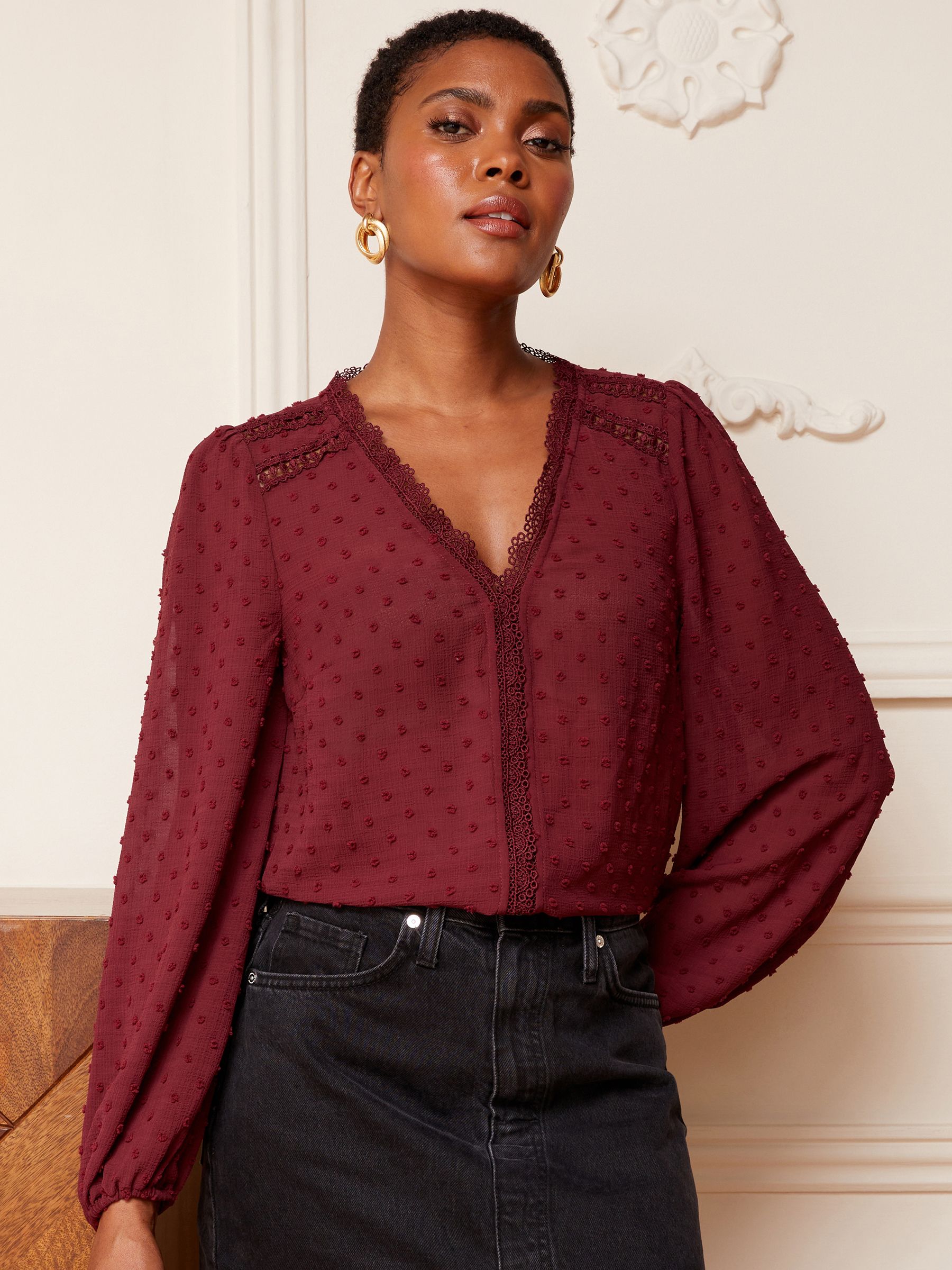 Red spot blouse top