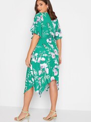 Yours Curve Green London Hanky Hem Wrap Dress - Image 3 of 4