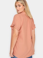 Yours Curve Orange Frill Sleeve Collared Shirt - Image 3 of 4