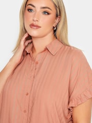 Yours Curve Orange Frill Sleeve Collared Shirt - Image 4 of 4