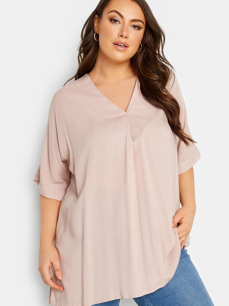 Rosa - Yours Curve Top mit V-Ausschnitt - Bild 1 von 4