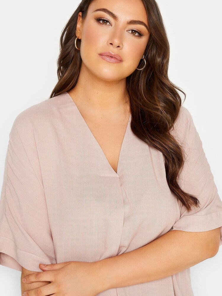 Rosa - Yours Curve Top mit V-Ausschnitt - Bild 4 von 4