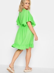 Yours Curve Green Limited Frill Sleeve Wrap Tunic - Image 3 of 4