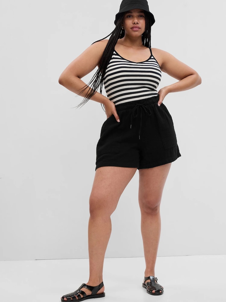 Gap Black Crinkle Gauze Shorts - Image 1 of 6