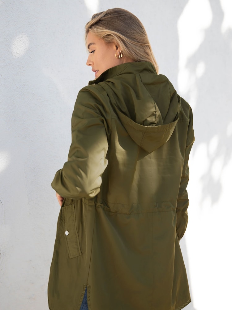 Lipsy Khaki Green Shower Resistant Rain Coat - Image 2 of 4