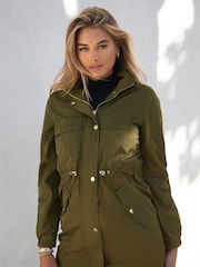Lipsy Khaki Green Shower Resistant Rain Coat - Image 4 of 4