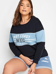 Yours Curve Blue Logo Crew Sweatshirt - Image 1 of 4