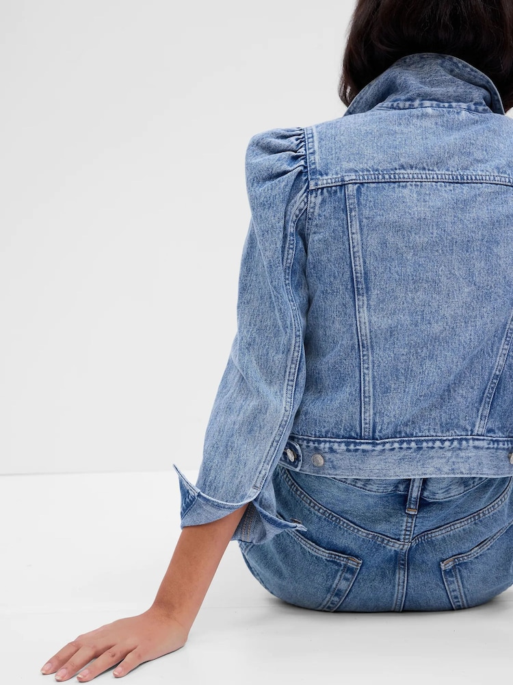 Gap Blue Puff Sleeve Denim Jacket - Image 2 of 3