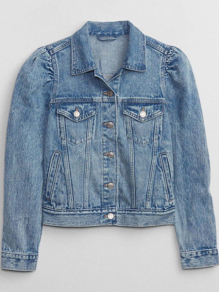 Gap Blue Puff Sleeve Denim Jacket - Image 3 of 3