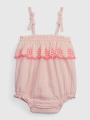 Gap Pink Crinkle Gauze Eyelet Shorty One-Piece - Baby - Image 1 of 3