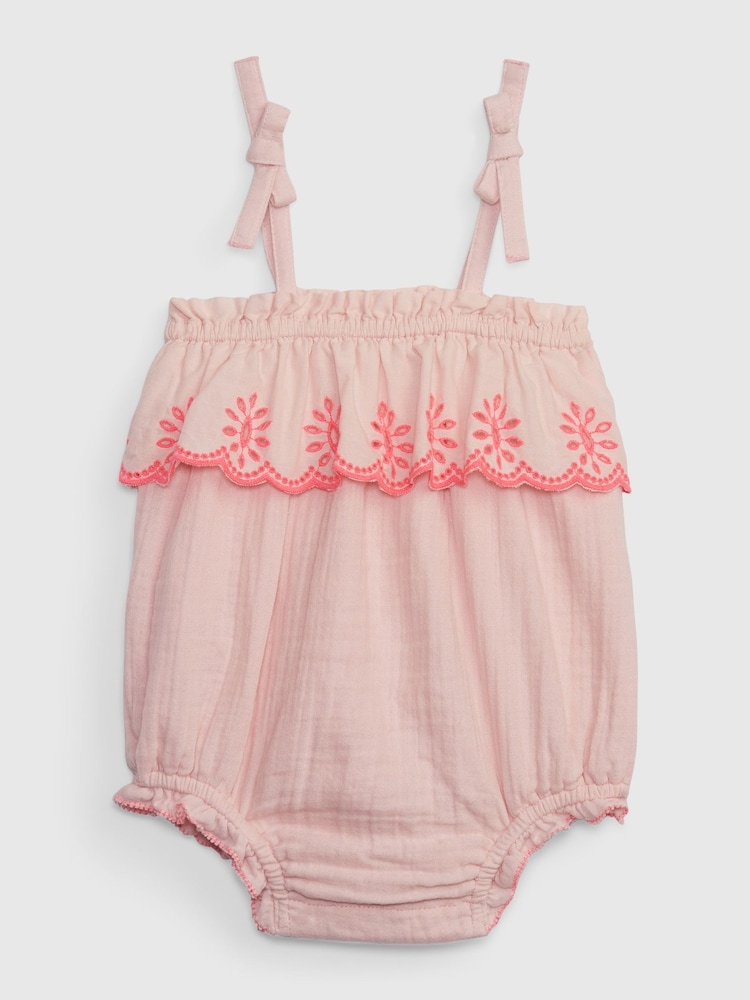 Gap Pink Crinkle Gauze Eyelet Shorty One-Piece - Baby - Image 1 of 3 Gap Pink Crinkle Gauze Eyelet Shorty One-Piece - Baby - Image 1 of 3