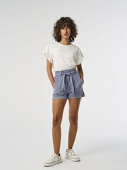 ONLY Blue Tie Waist Stripe Shorts - Image 1 of 1