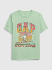 Gap Green Peanuts Cartoon Graphic Crew Neck Short Sleeve T-Shirt - Image 1 of 1