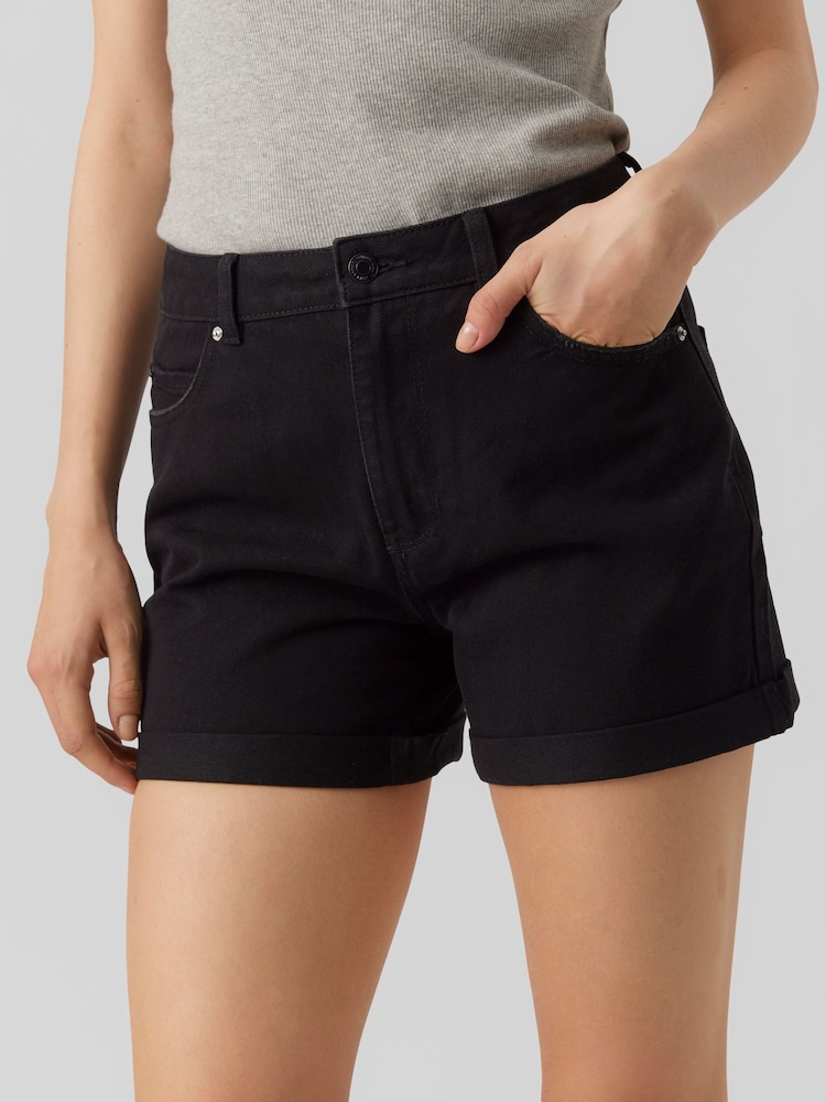 VERO MODA Black Mom Denim Shorts - Image 1 of 5