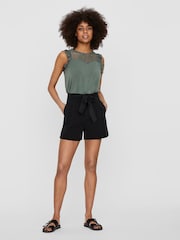 VERO MODA Black Tencel Tie Front Relaxed Shorts - Image 2 of 5