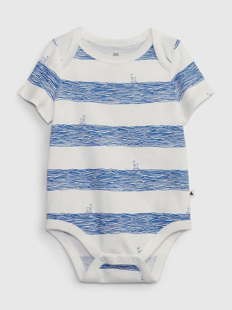 Gap Blue and White Stripe Organic Cotton Mix and Match Baby Bodysuit - Image 1 of 1
