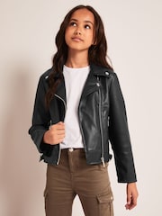 Lipsy Black Faux Leather Biker Jacket - Image 1 of 4
