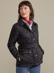Hinter + Hobart Black Galloway Womens Belted Quilted Jacket - Image 1 of 3